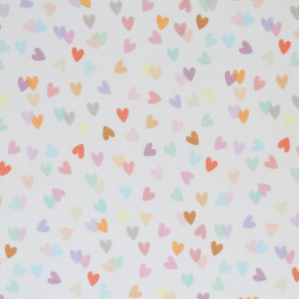 Colorful heart pattern jersey fabric