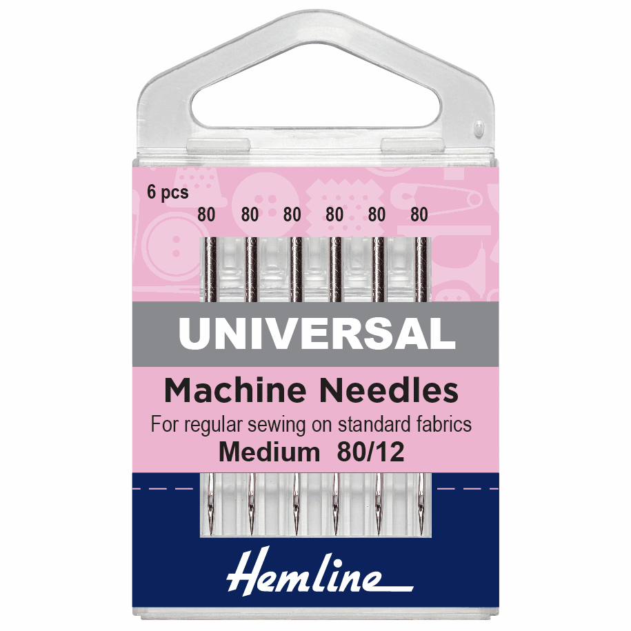 Hemline Sewing Machine Needles - Universal - Medium 80/12 (pack of 6)-Accessories-Jelly Fabrics
