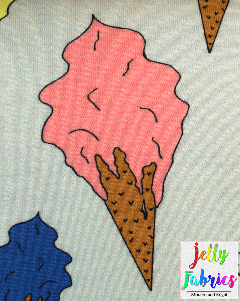Organic Cotton Jersey Fabric - Gelato Ice Cream in Grey-Organic Jersey-Jelly Fabrics