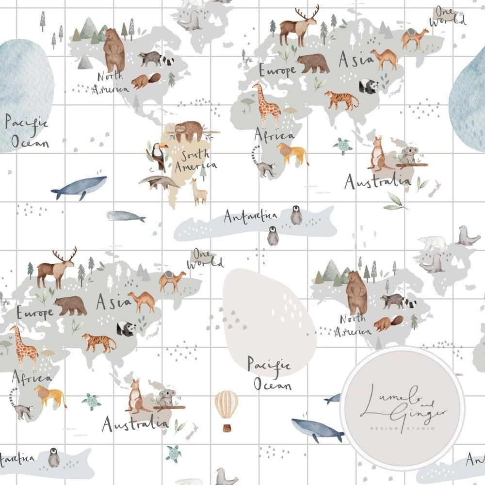 Cotton Jersey - One World in Grid-Jersey Fabric-Jelly Fabrics