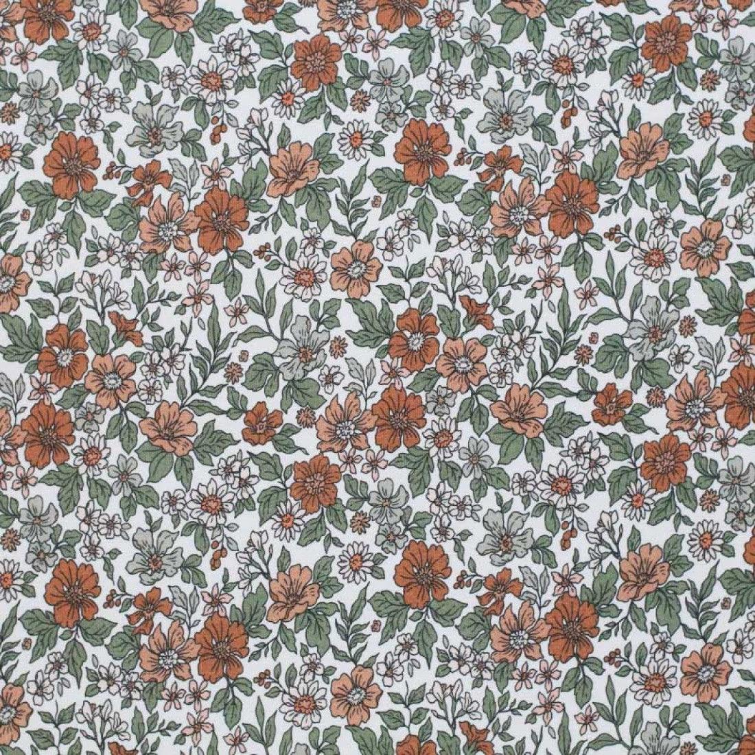 Cotton Jersey - Vintage Flowers Cognac-Jersey Fabric-Jelly Fabrics
