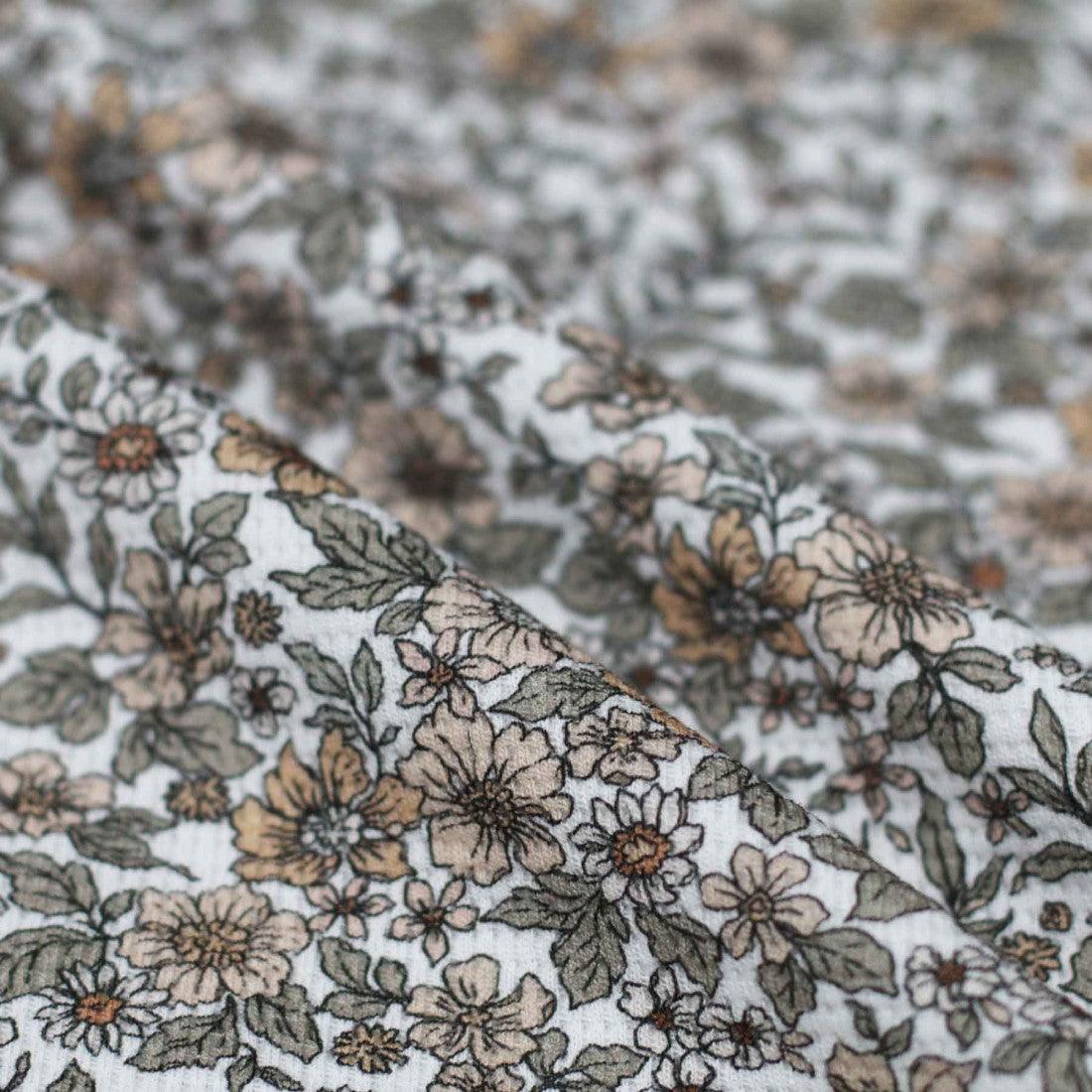 Waffle Knit - Vintage Flowers-Jersey Fabric-Jelly Fabrics
