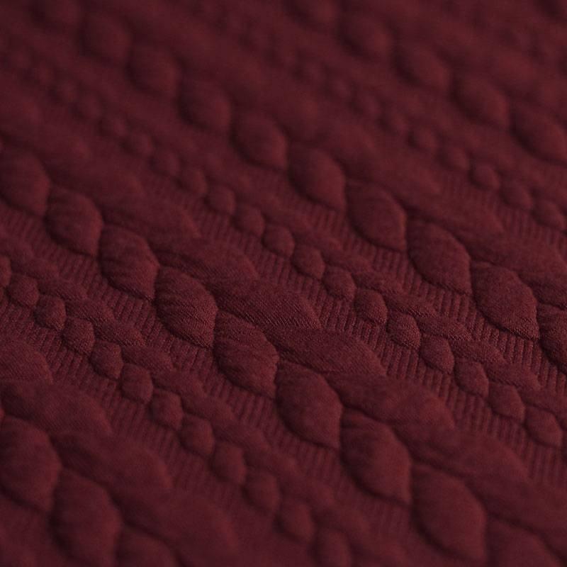 Cable Knit Jersey - Solid in Bordeaux-Jacquard-Jelly Fabrics