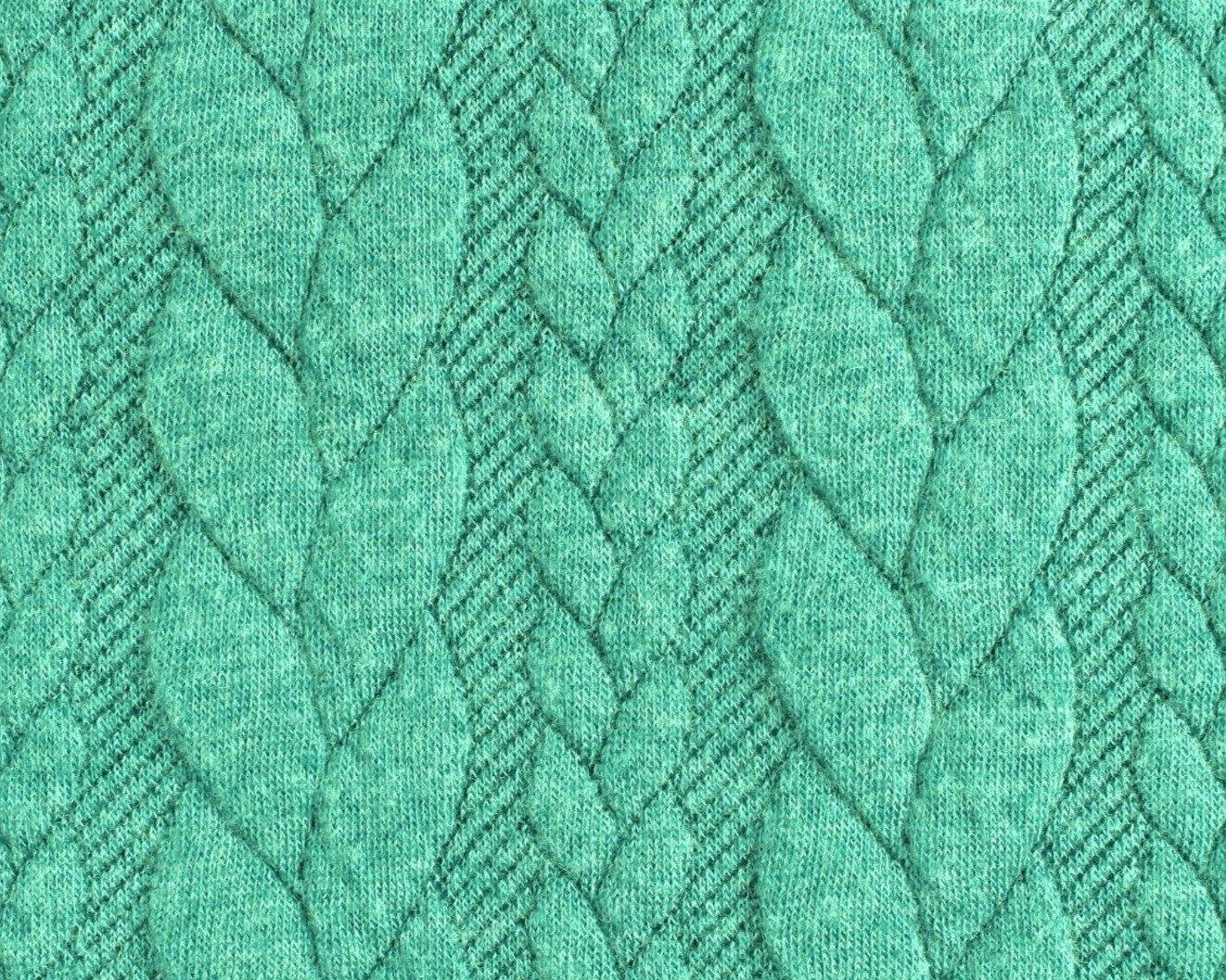 Cable Knit Jersey - Solid in Mint-Jacquard-Jelly Fabrics