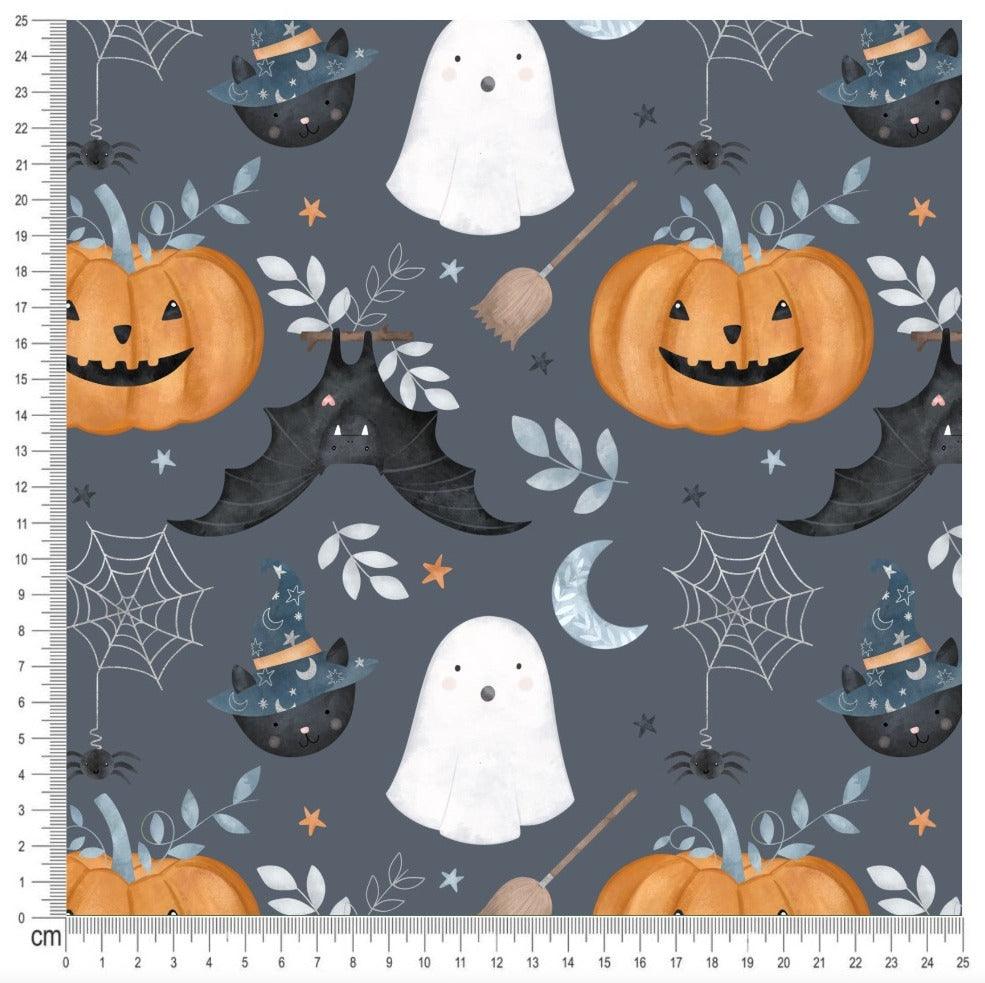 Cotton Jersey - Halloween in Slate (EXCLUSIVE)-Jersey Fabric-Jelly Fabrics