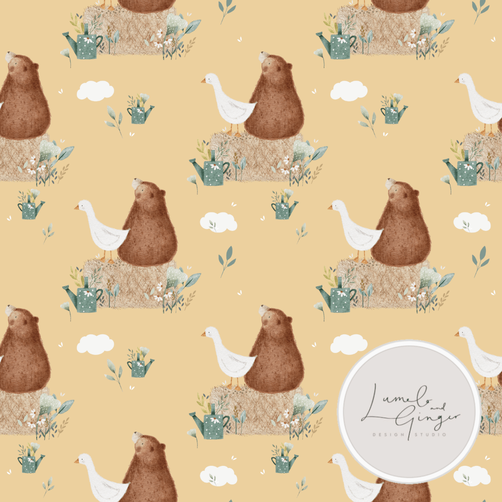 PRE-ORDER!!! - Cotton Jersey - HAYBANK in Butter (EXCLUSIVE) (due Mar)-Jersey Fabric-Jelly Fabrics