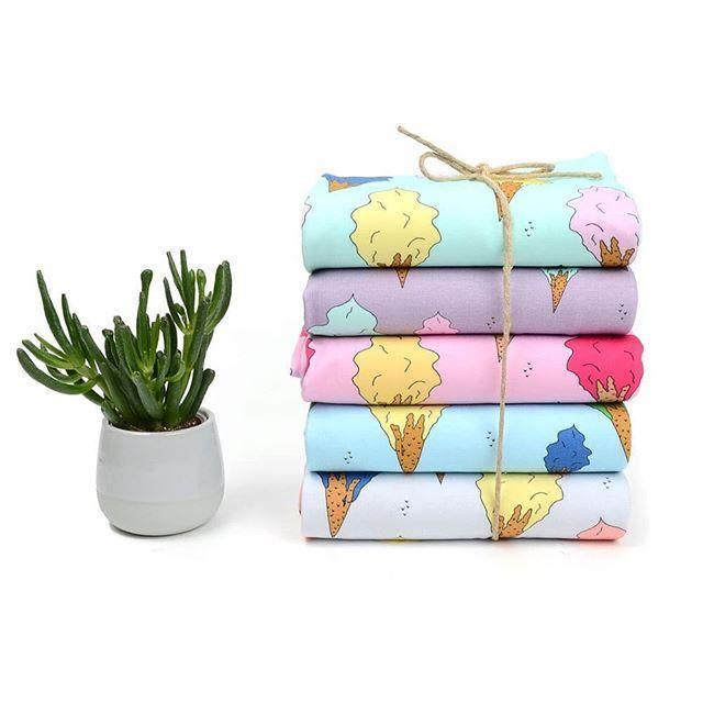 Organic Cotton Jersey Fabric - Gelato Ice Cream in Grey-Organic Jersey-Jelly Fabrics