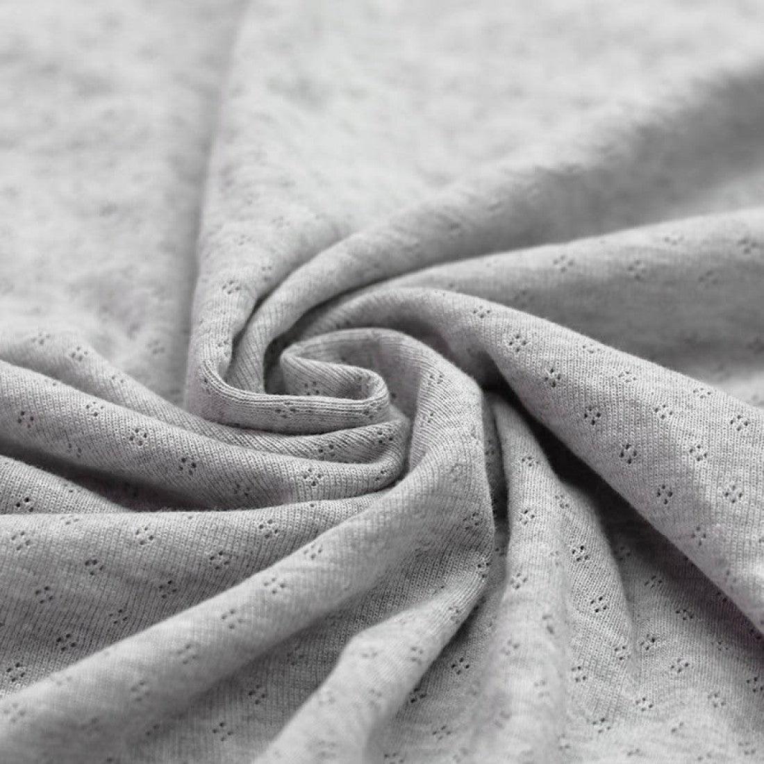 Pointelle Jersey Knit Fabric Light Grey Melange Jelly Fabrics Pointelle Jersey Knit Fabric Light Grey Melange Jelly Fabrics