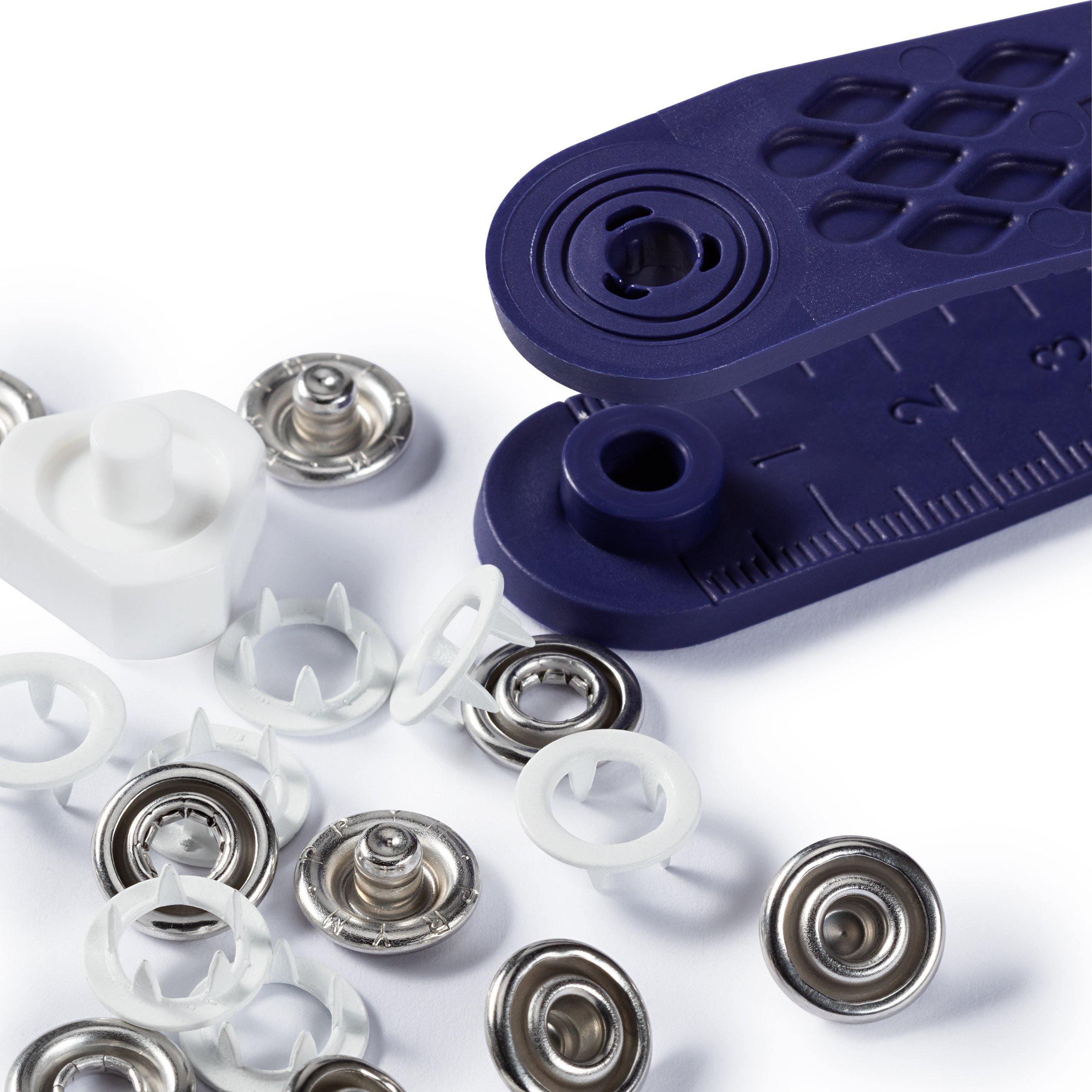 Non-sew 10mm Press Fasteners for Jersey (White) and Processing Tool Set-Accessories-Jelly Fabrics