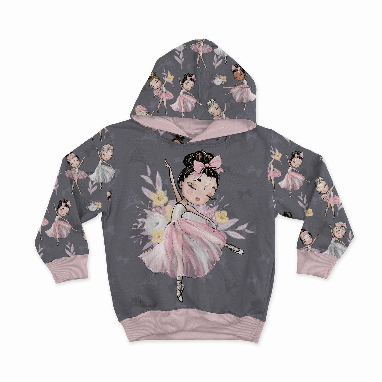 French Terry Panel - Little Ballerina in Grey-French Terry Panel-Jelly Fabrics