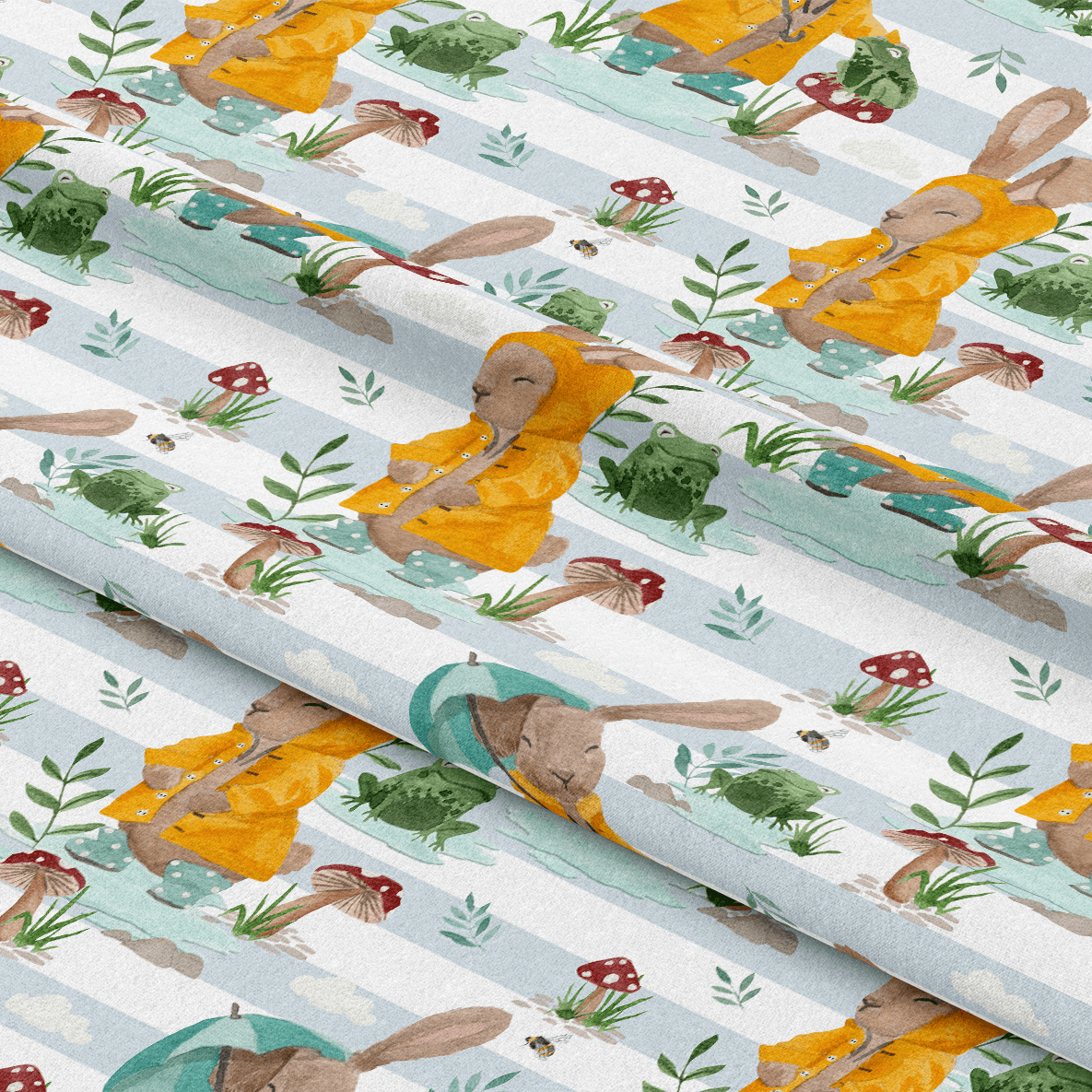 Cotton Jersey Fabric Rainy Days in Sky Jelly Fabrics Jelly