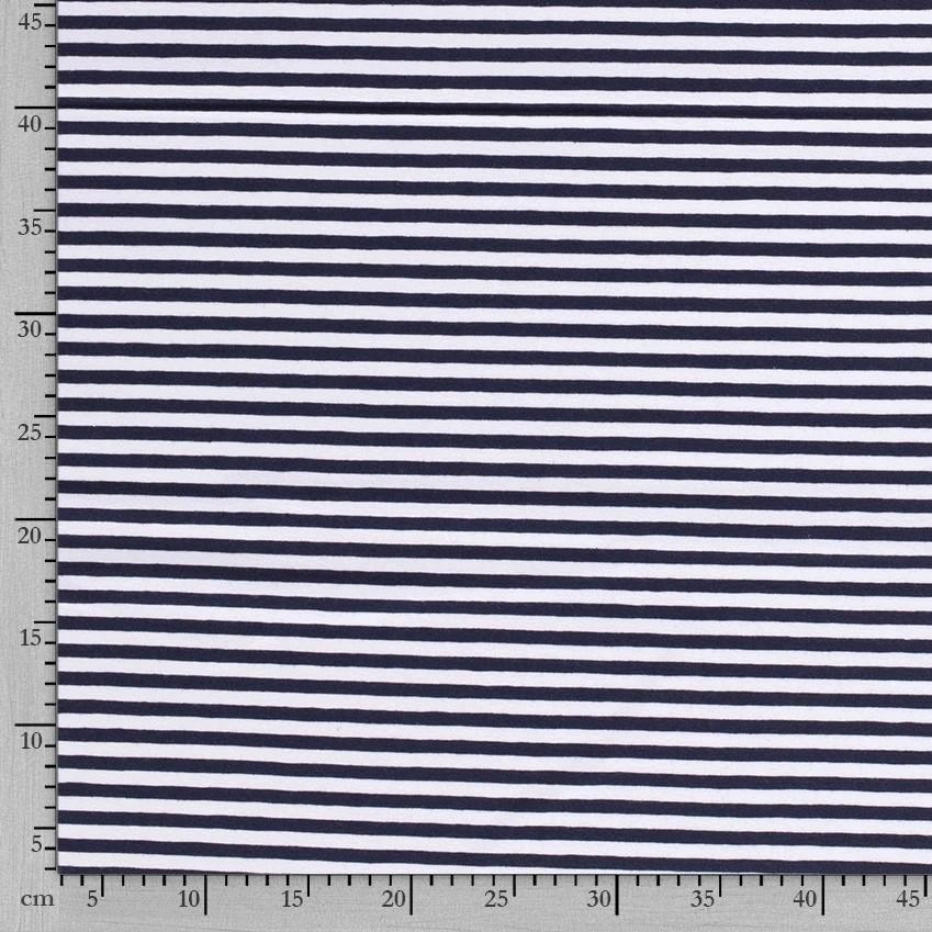 Cotton Jersey - Navy Blue and White Stripes-Jersey Fabric-Jelly Fabrics