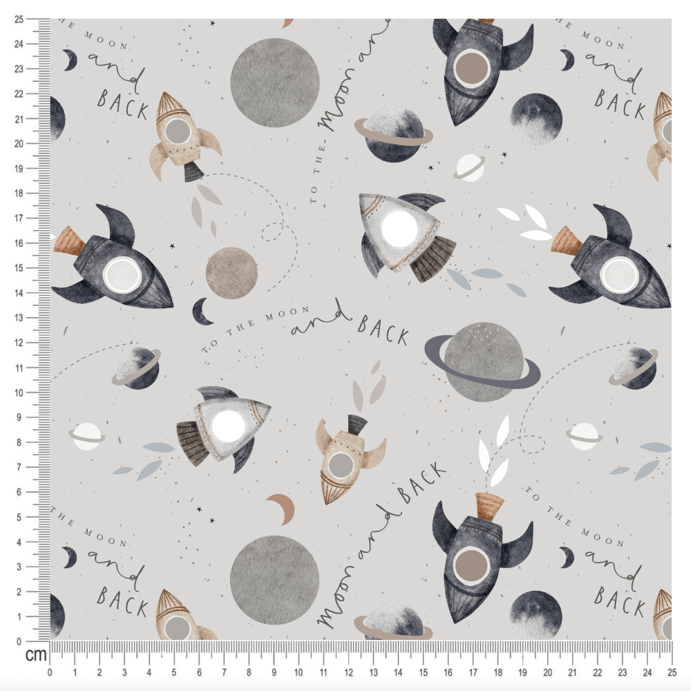 PRE-ORDER!!! - Cotton Jersey - To the Moon in Vale (due July)-Jersey Fabric-Jelly Fabrics