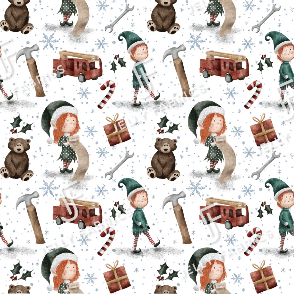 PRE-ORDER!!! - Elves Workshop in Off White (EXCLUSIVE) (due July)-Jersey Fabric-Jelly Fabrics