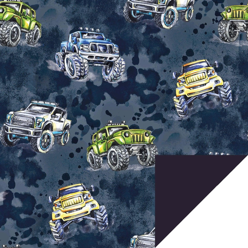 Softshell - Monster Trucks in Navy-Fleece-Jelly Fabrics