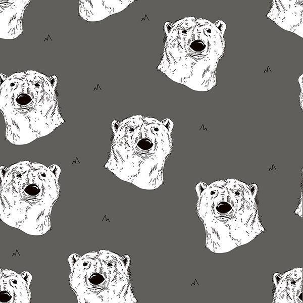 Organic Cotton Jersey - Polar Bear in Steel Grey by Bloome Copenhagen-Organic Jersey-Jelly Fabrics