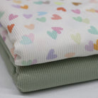 Multicolour mini hearts ribbed jersey fabric