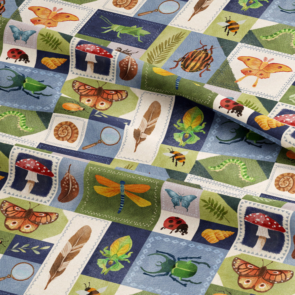 Bug Patchwork Jersey Fabric - Bug Hunt Patchwork in Garden | Jelly Fabrics – Jelly ...