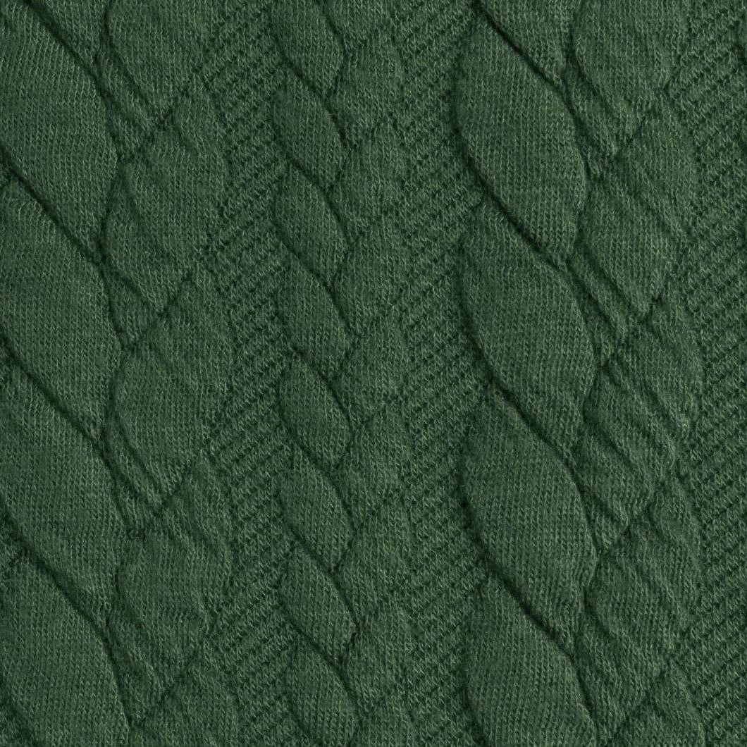 Cable Knit Jersey - Solid in Army Green-Jacquard-Jelly Fabrics