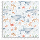 Whale and ocean life fabric print for arts and crafts