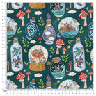 Fantasy jars fabric with mushrooms and dragons