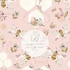 Butterflies and flowers on pink background for fabric design