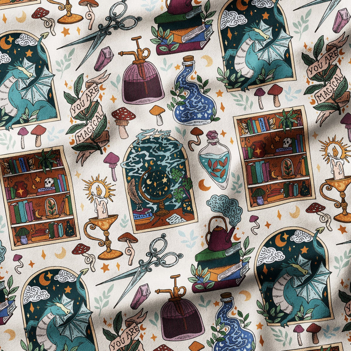 Cotton Jersey Fabric - Magic Potions Class in Stone | Jelly Fabrics ...