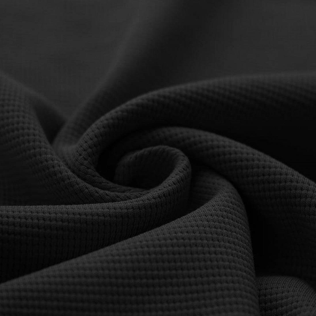Waffle Knit - Black-Jersey Fabric-Jelly Fabrics