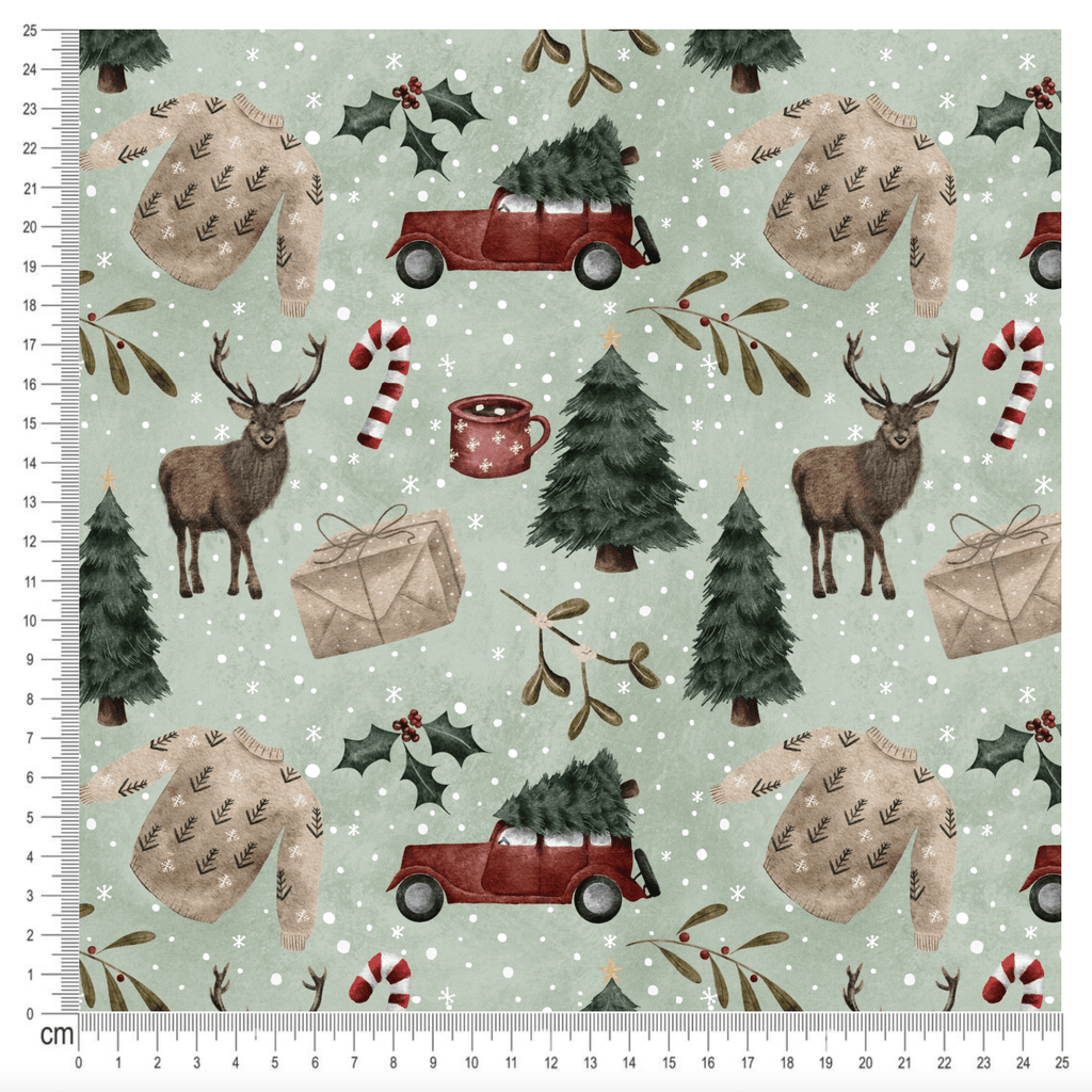 PRE-ORDER!!! - Wrap up for Christmas in Sage (EXCLUSIVE) (due July)-Jersey Fabric-Jelly Fabrics