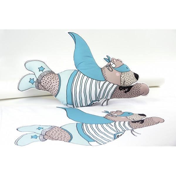 CUT & SEW - DIY Kit for One Hero Bear Cushion in Blue-DIY Kit-Jelly Fabrics