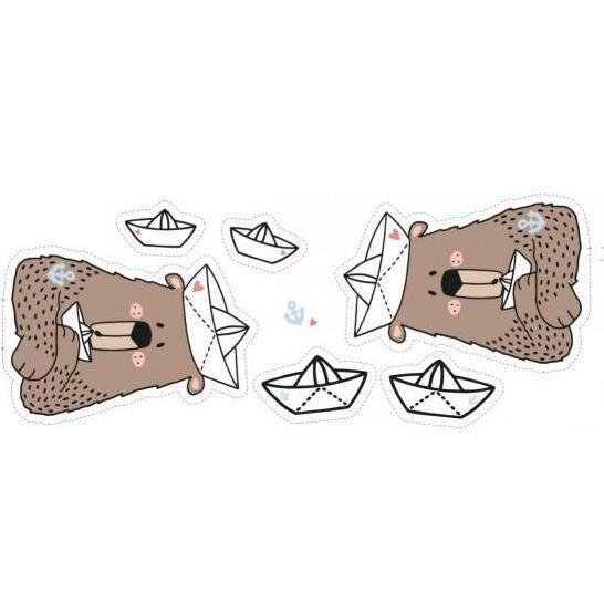 CUT & SEW - DIY Kit for One Sailor Bear Cushion with Two Paper Boats-DIY Kit-Jelly Fabrics