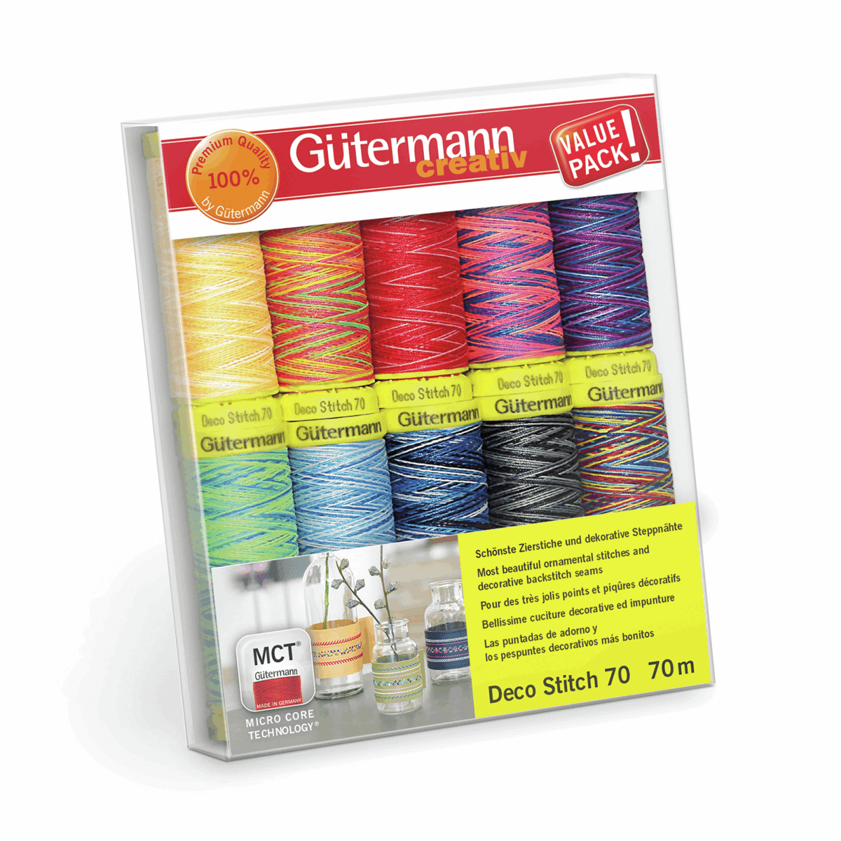 Gutermann Deco Stitch 70 Thread Set - Assorted (10x 70M)-DIY Kit-Jelly Fabrics
