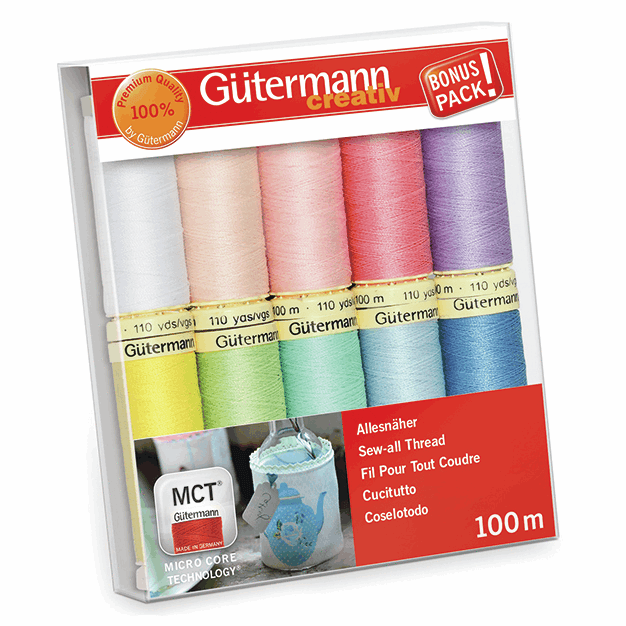 Gutermann Sew-All Thread Set - Assorted Pastel (10x 100M)-DIY Kit-Jelly Fabrics
