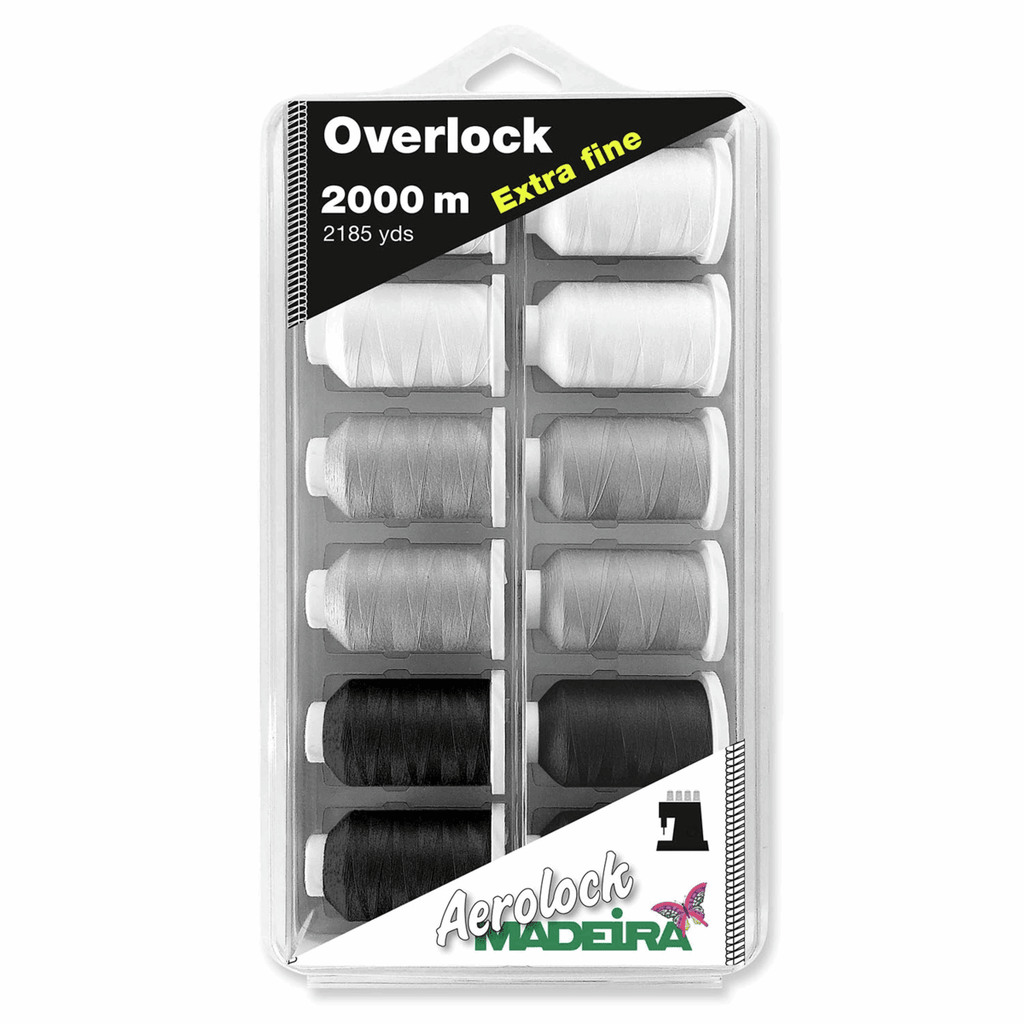 Madeira Overlock Yarn - Aerolock 180 : 2000 M Black, Grey & White-Thread-Jelly Fabrics