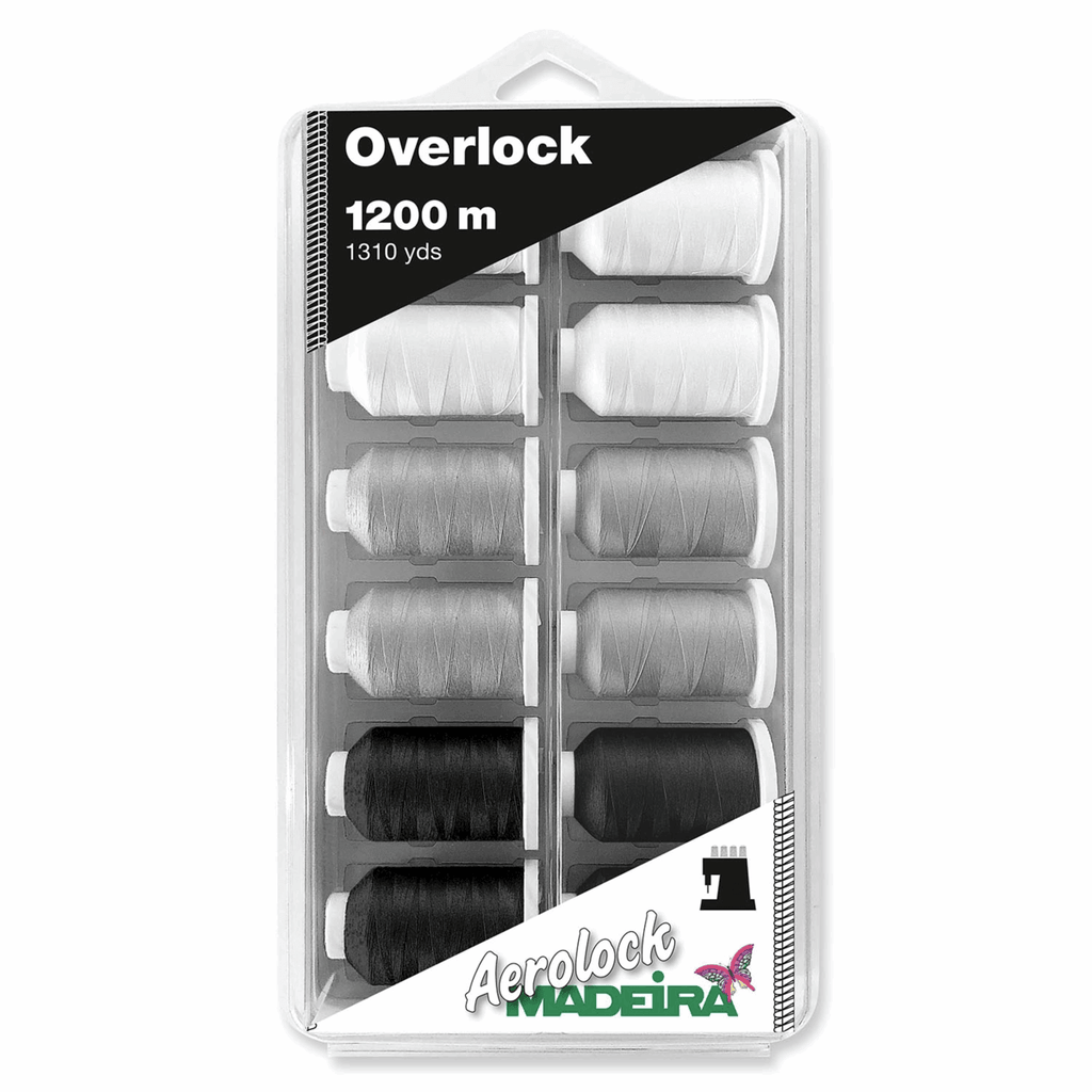 Madeira Overlock Yarn - Aerolock 125 : 1200 M Black, Grey & White-Thread-Jelly Fabrics