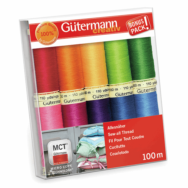 Gutermann Sew-All Thread Set - Assorted Brights (10x 100M)-DIY Kit-Jelly Fabrics