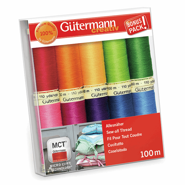 Gutermann Sew-All Thread Set - Assorted Brights (10x 100M)-DIY Kit-Jelly Fabrics