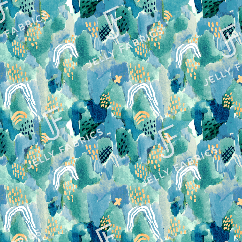 PRE-ORDER!!! - Cotton Jersey - Aurora in Aqua (due July)-Jersey Fabric-Jelly Fabrics