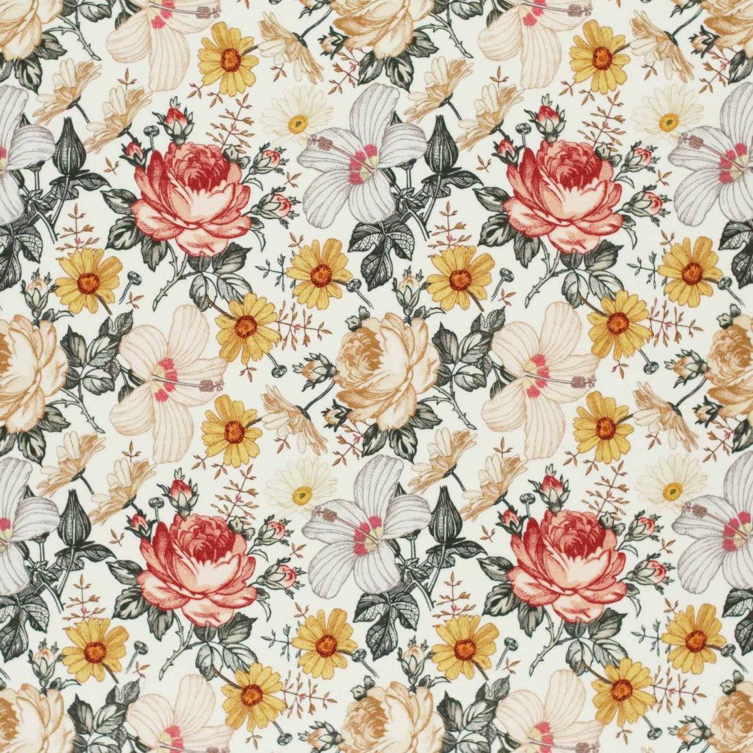 Cotton Jersey - Roses and Daisies in Ecru-Jersey Fabric-Jelly Fabrics