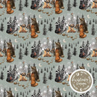 Organic Cotton Jersey - Campfire Friends Sage (EXCLUSIVE)-Jersey Fabric-Jelly Fabrics