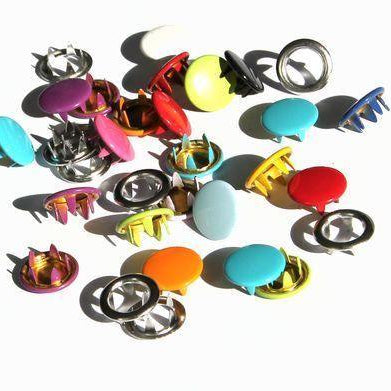 Snap buttons - 11mm Non-sew metal snap fasteners - Light Blue closed (20 pcs)-Accessories-Jelly Fabrics