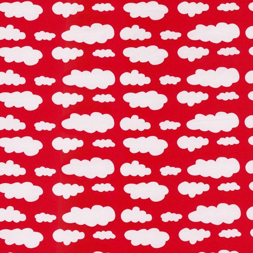 Jersey Fabric - Clouds in Red-Jersey Fabric-Jelly Fabrics