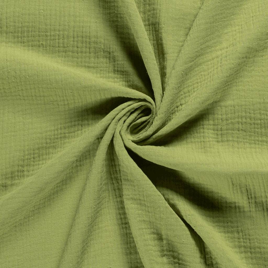 Double Gauze - Olive-Muslin Fabric-Jelly Fabrics