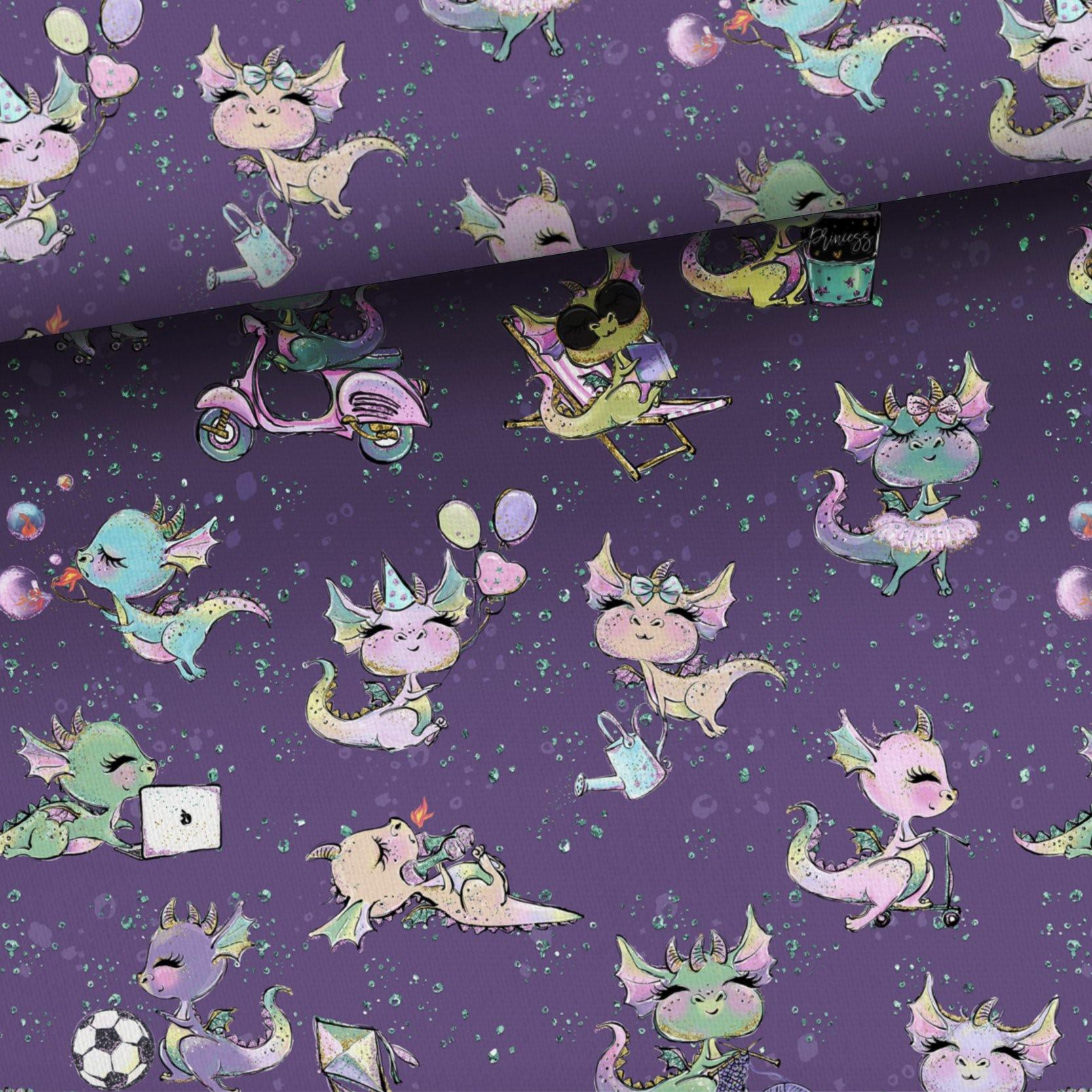 Sweatshirt Knit Panel - Baby Dragon-French Terry Panel-Jelly Fabrics