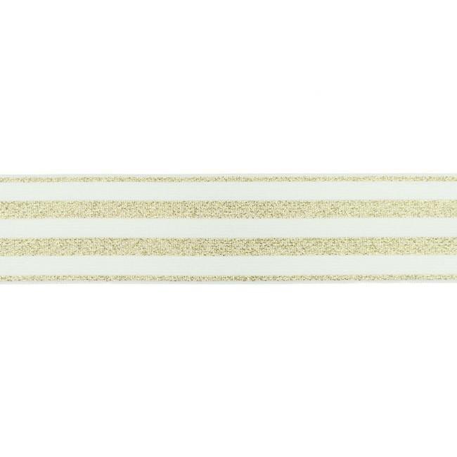 Elastic - Gold Stripes on White elastic 40mm-Elastic-Jelly Fabrics