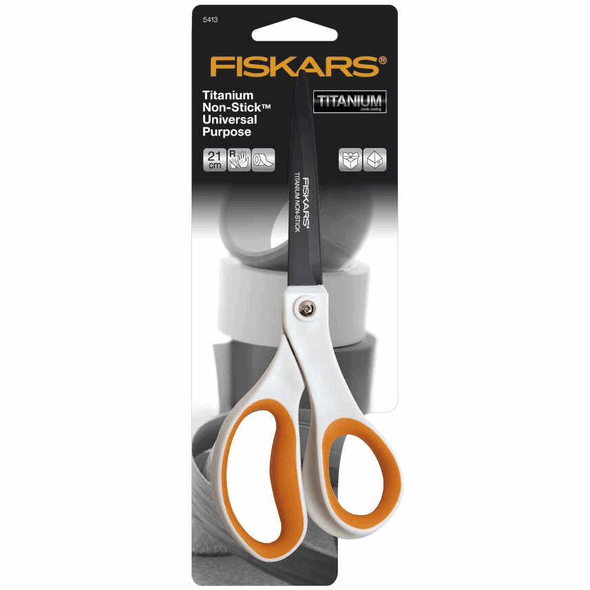 General Purpose Scissors from Fiskars, 21 cm - Titanium Non-Stick-Accessories-Jelly Fabrics