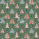 PRE-ORDER!!! - Christmas Trees in Muted Green (EXCLUSIVE) (due July)-Jersey Fabric-Jelly Fabrics