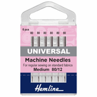 Hemline Sewing Machine Needles - Universal - Medium 80/12 (pack of 6)-Accessories-Jelly Fabrics