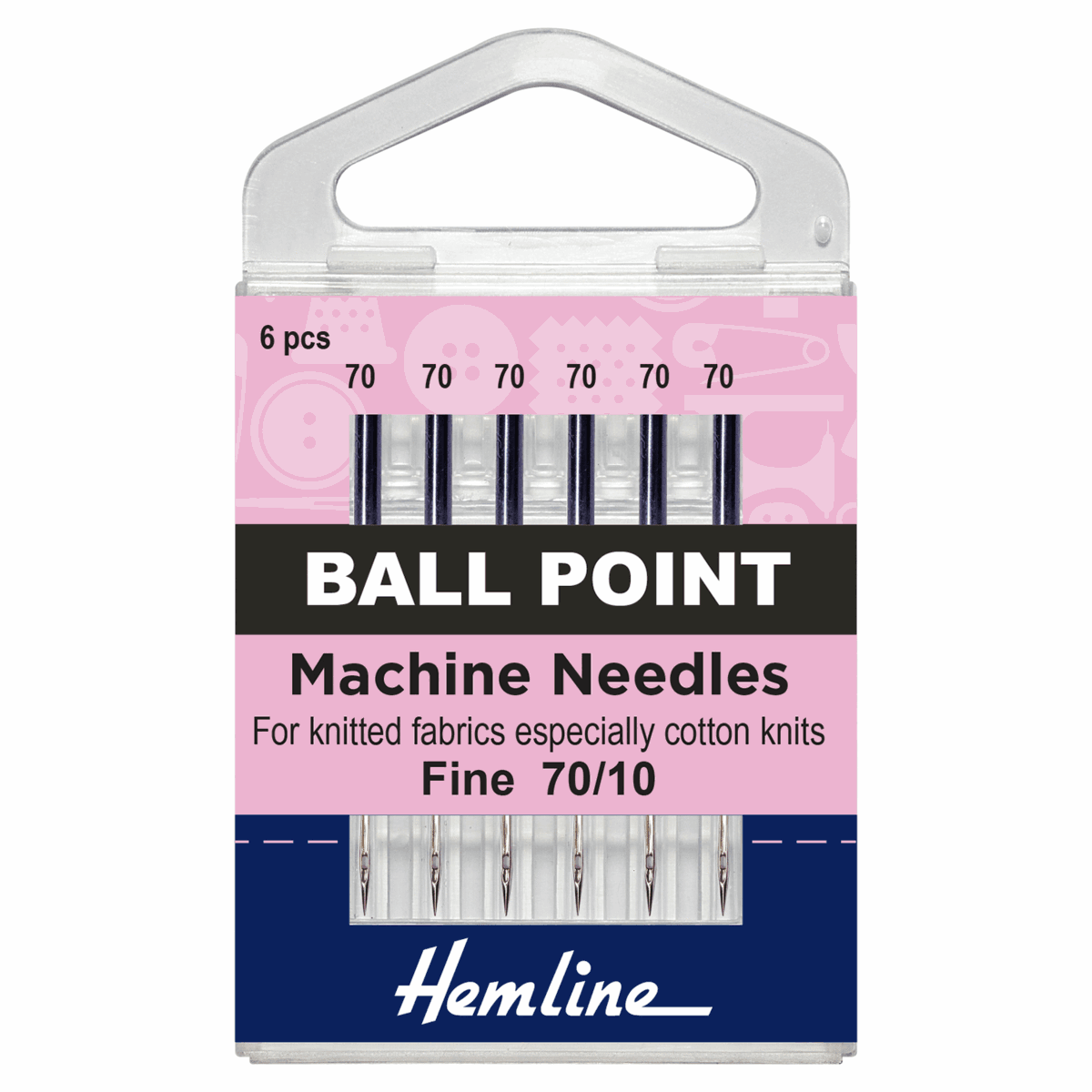 Hemline Sewing Machine Needles - Ball Point - Fine 70/10 (pack of 6)-Accessories-Jelly Fabrics
