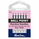 Hemline Sewing Machine Needles - Ball Point - Fine 70/10 (pack of 6)-Accessories-Jelly Fabrics